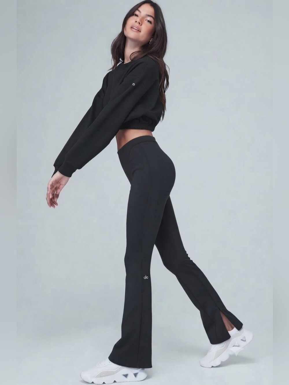 Alo Yoga High-Waist Zip It Flare Legging — Black — Size S